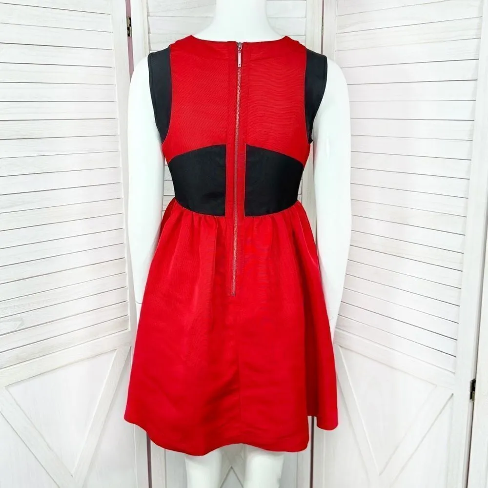 Prabal Gurung Target Colorblock Fit And Flare Sleeveless Party Mini Dress‎ Red 2 - Image 5