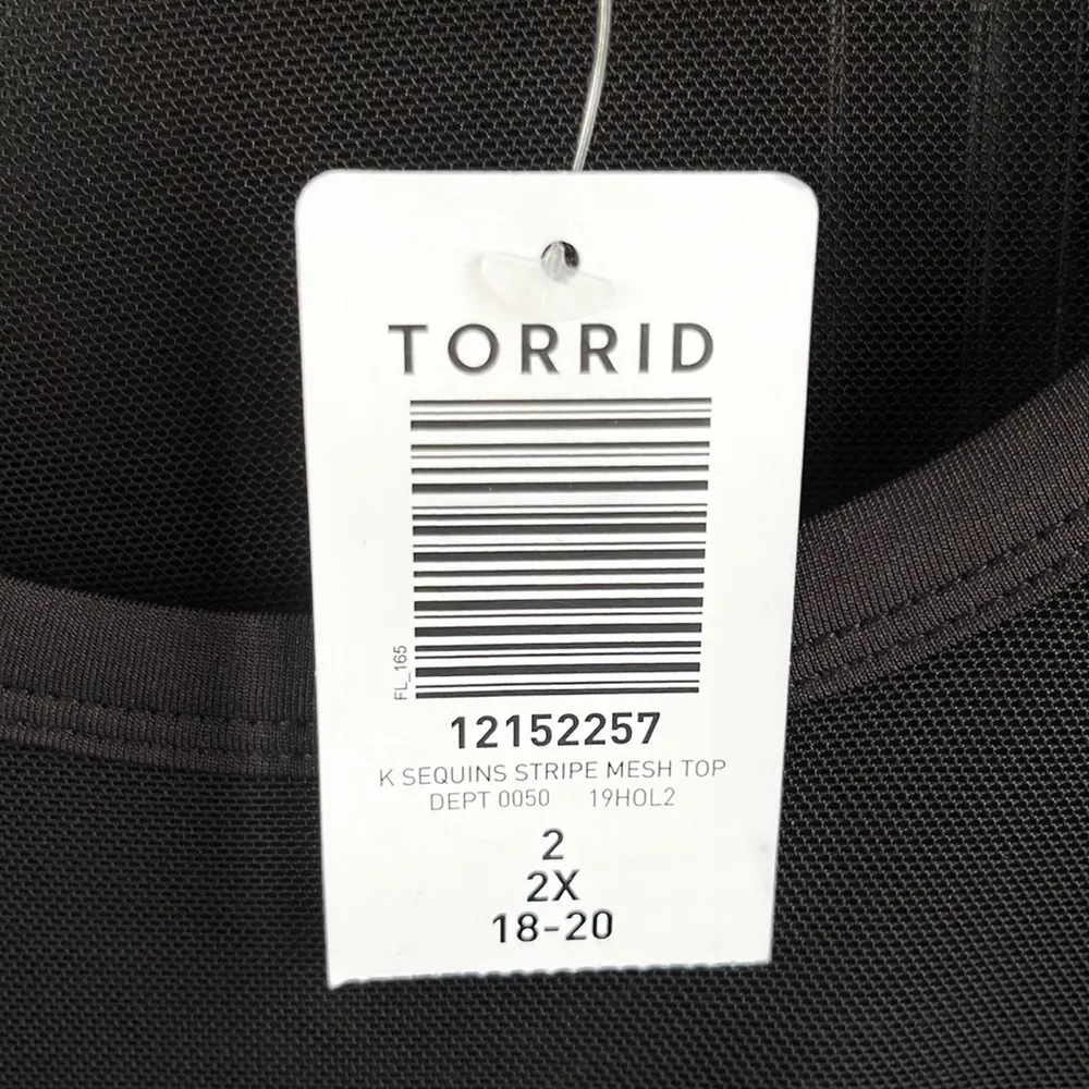NWT Torrid Sheer Mesh Stripe Sequin Top Black Size 2X - Image 4