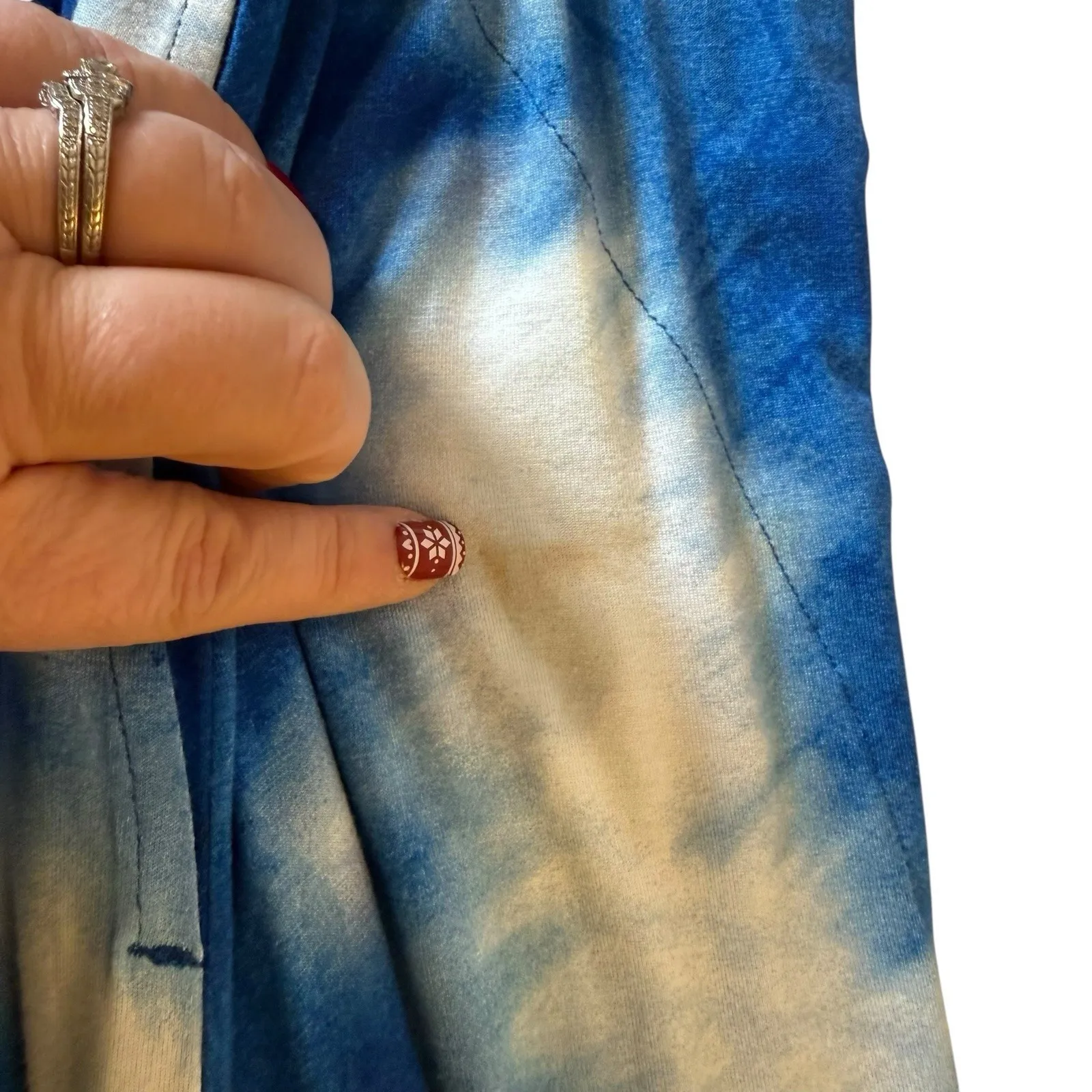 Soma Halter Maxi Bra Dress Blue White Tie Dye Medium Vacation Beach Cruise Vacay - Image 11