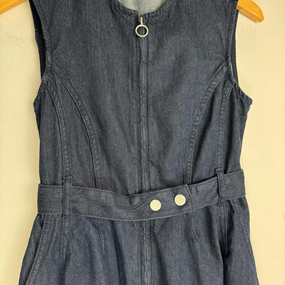 NWT Zara Denim Asymmetrical Midi Dress Sz Small Belted Grunge Chic - Image 7