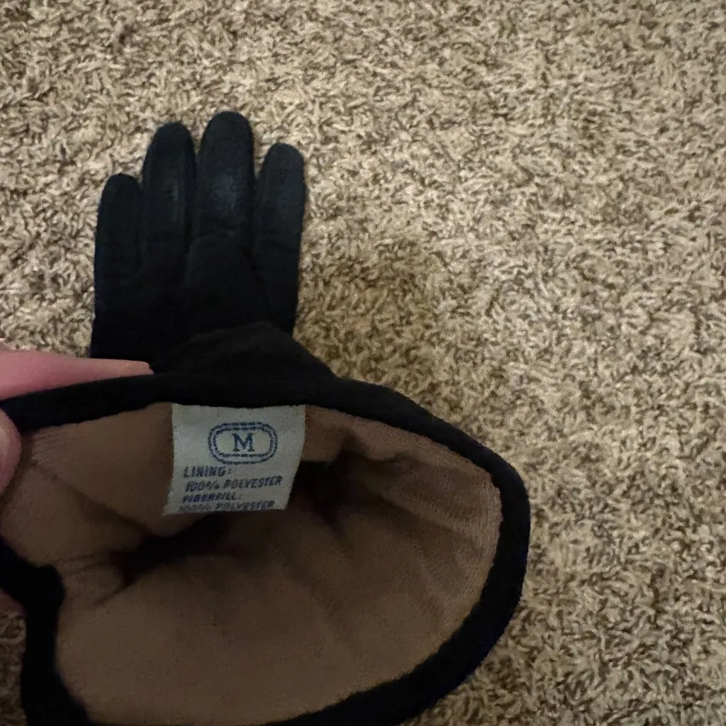 Fownes Thinsulate Black Genuine Leather Suede Women's Gloves Size Medium Winter - Image 3