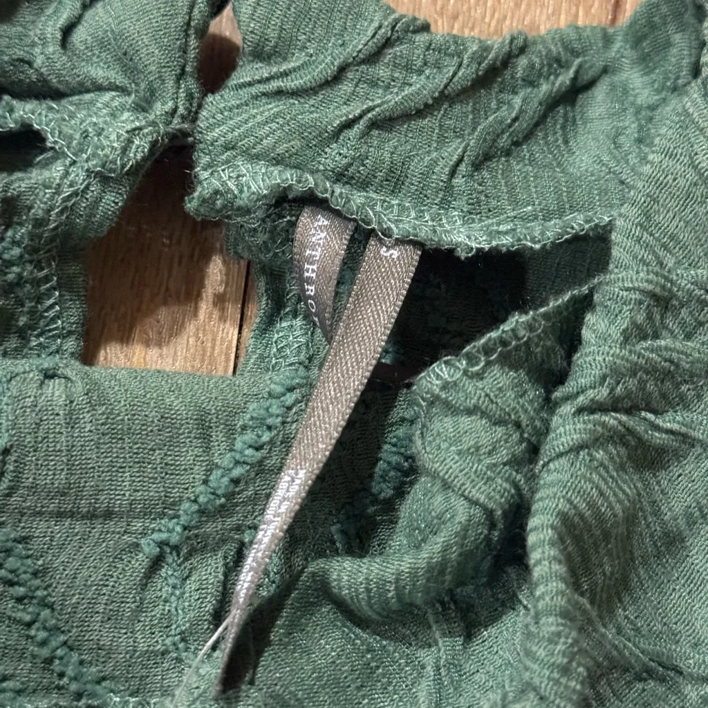 NWT Anthropologie Textured Funnel Neck Top Green Size Small - Image 5