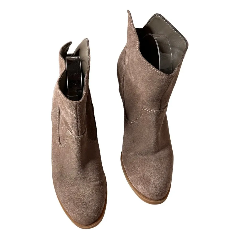 Nine West Hamelin Suede Chunky Heel Tan Booties - Image 3