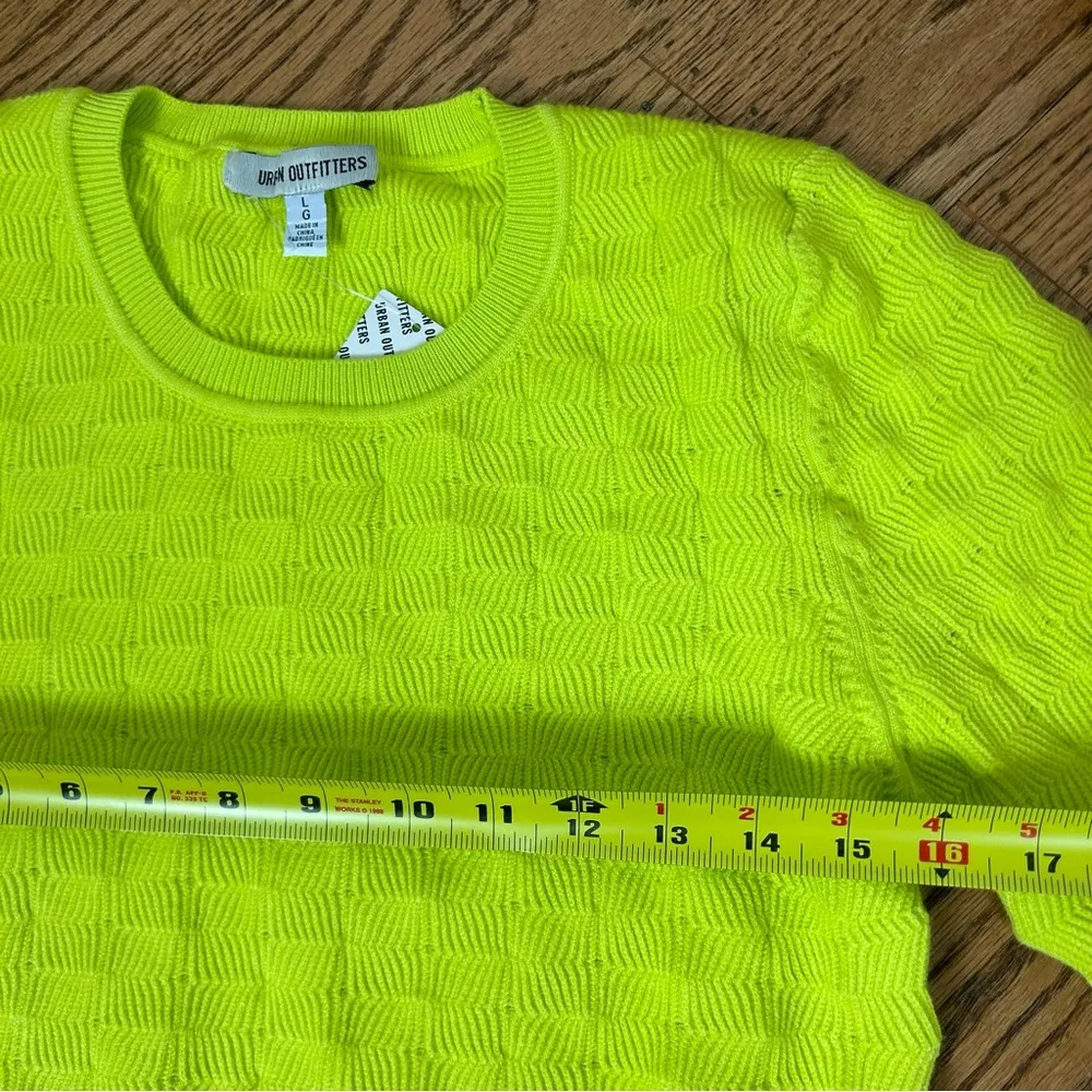 Urban Outfitters | Hayden Textured Crew Cropped Chunky Sweater Lime Size L NWT - Image 7