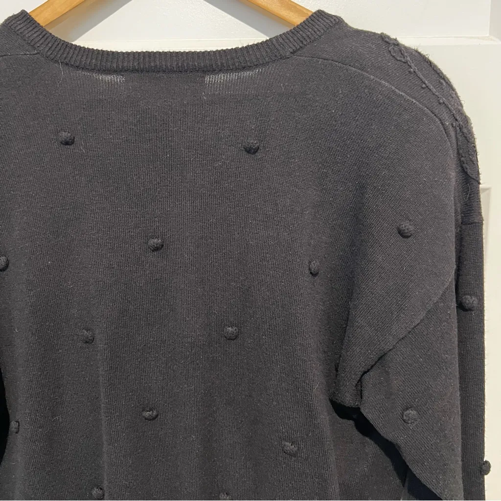 Vintage Breckenridge Cardigan Black Paisley Bobble Embellishing 80s Cottagecore - Image 5