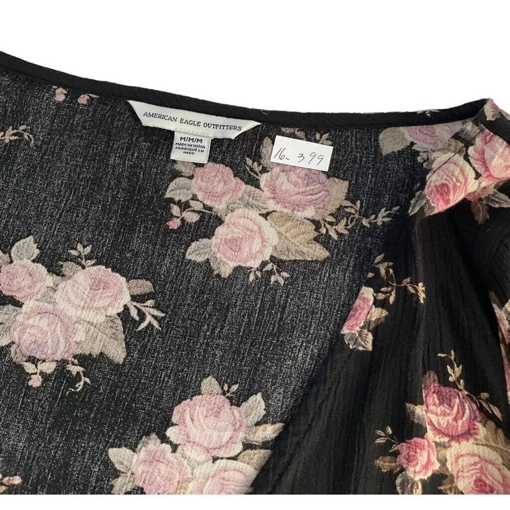 American Eagle Outfitters Cardigan Blouse Top Bell Sleeve Floral 16-399 - Image 3