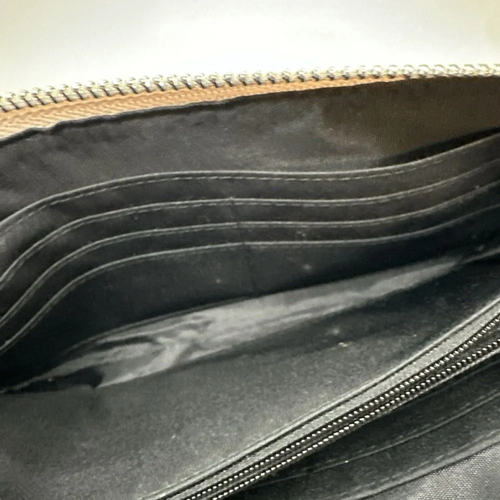 Tahari Wristlet Organizer Zip Around Gray Wallet Faux Leather RFID - Image 7