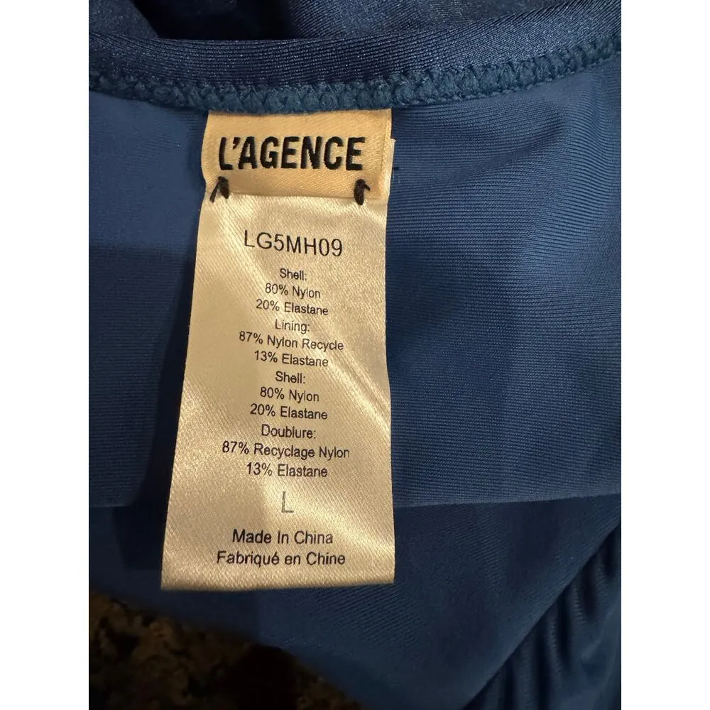 L'AGENCE Lisa Plunge One-Piece Swimsuit COLOR: MONACO BLUE size large (new) - Image 8