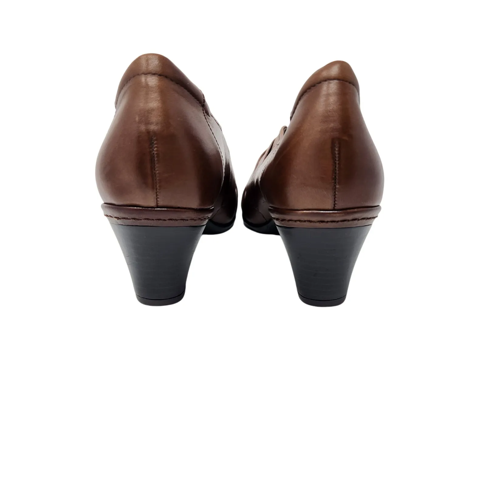 Cobb Hill Brown Leather Knot Slip On Classic Dress Pump Sandals CAI16BR Size 7W - Image 9