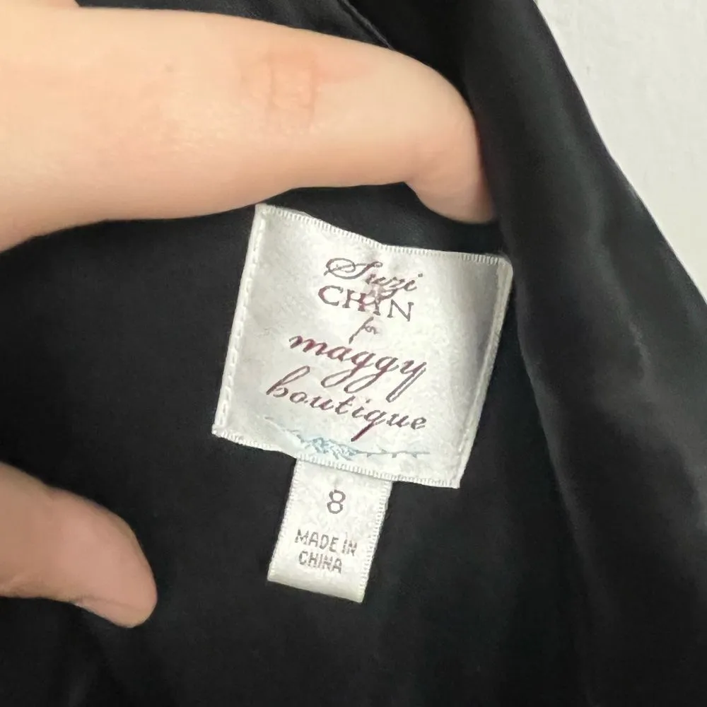 Suzi Chin for Maggy Boutique Off the Shoulder Black Cocktail Hoco Dress Size 8 - Image 3