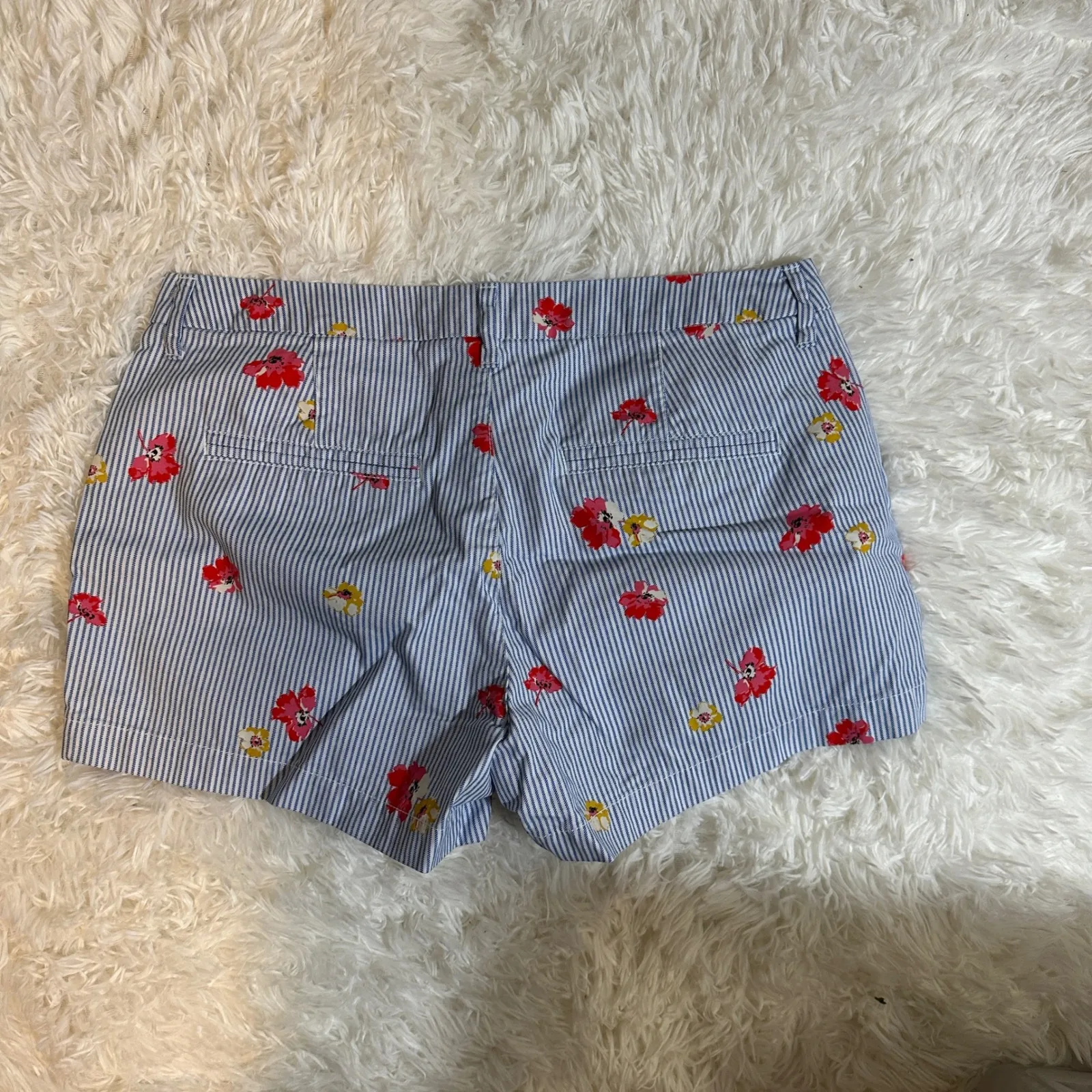 Old Navy Womens Blue Stripe Floral Print Everyday Chino Shorts Size 30 - Image 4