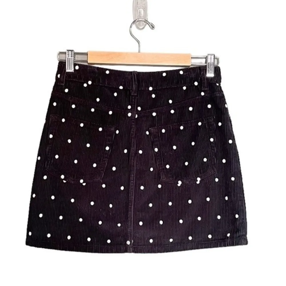 Topshop Moto Skirt Corduroy Polka Dot Black & White Preppy Mini Women’s Size 6 - Image 2