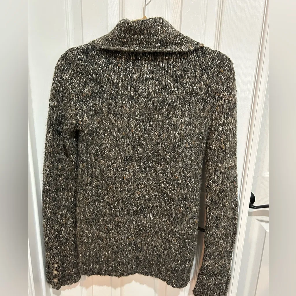 BKE Gray Speckled Button Front Collared Open Cardigan Sweater S - Image 5