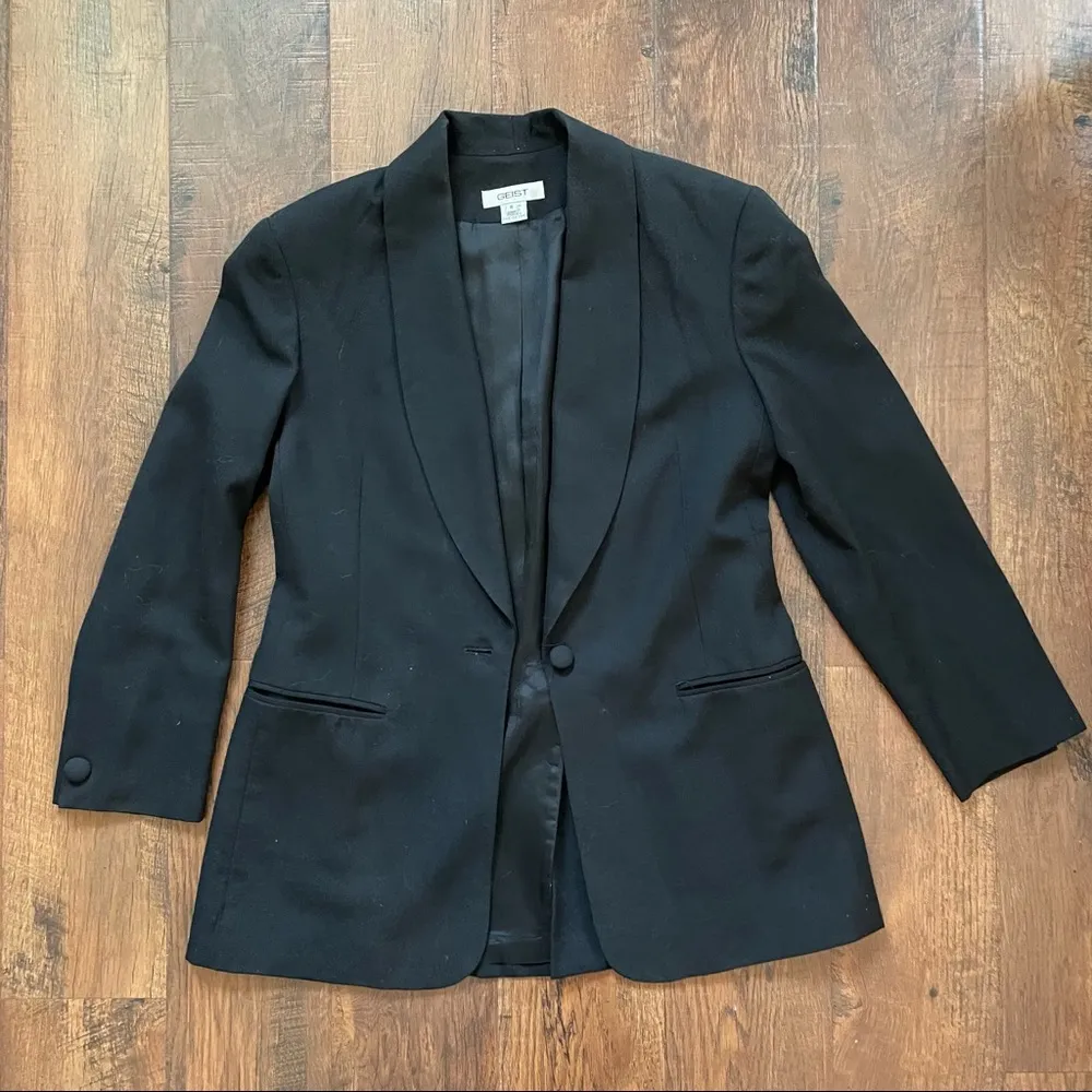 HERMAN GEIST vintage black wool blazer, size 8 - Image 2