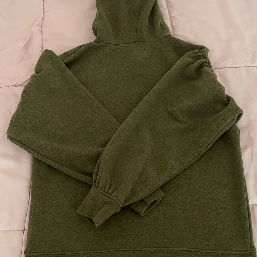 Madewell olive green pleat balloon sleeves cotton hoodie sweatshirt, size XS - Image 15