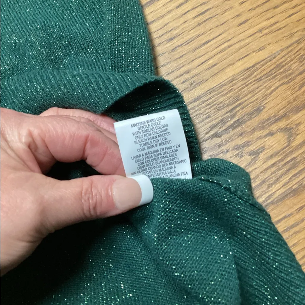 Basic Editions Y2K Glitter Sweater. Size XL Green - Image 5