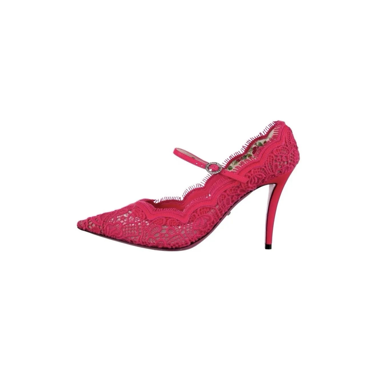 Gucci Virginia Pink Lace Pumps Pointed Toe Mary Jane Heels Sz 37 EU / 7 US - Image 13