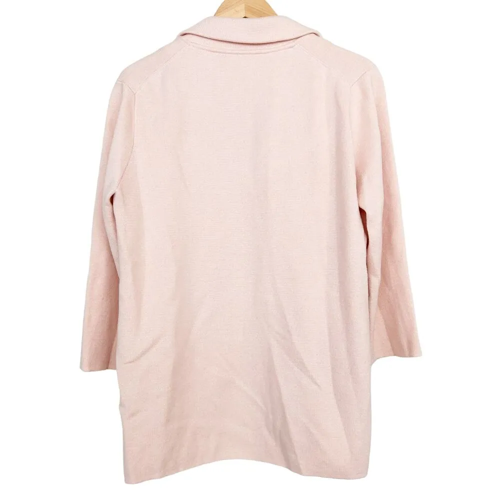 J. Crew 365 Sophie Light Pink Knit Blazer Cardigan Sz M - Image 3