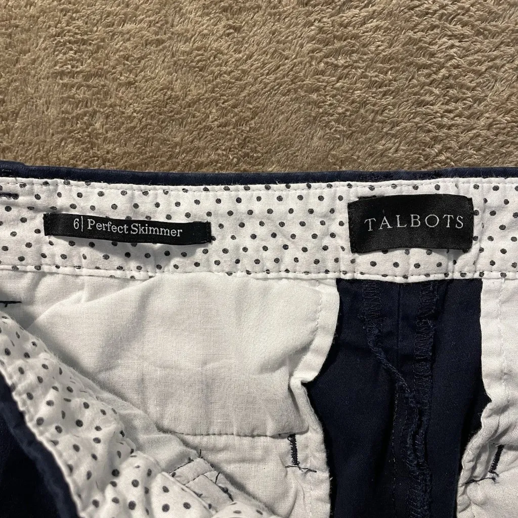Talbots Pants Womens 6 Perfect Skimmer Navy Blue Cropped Capri Mid Rise Chino - Image 2