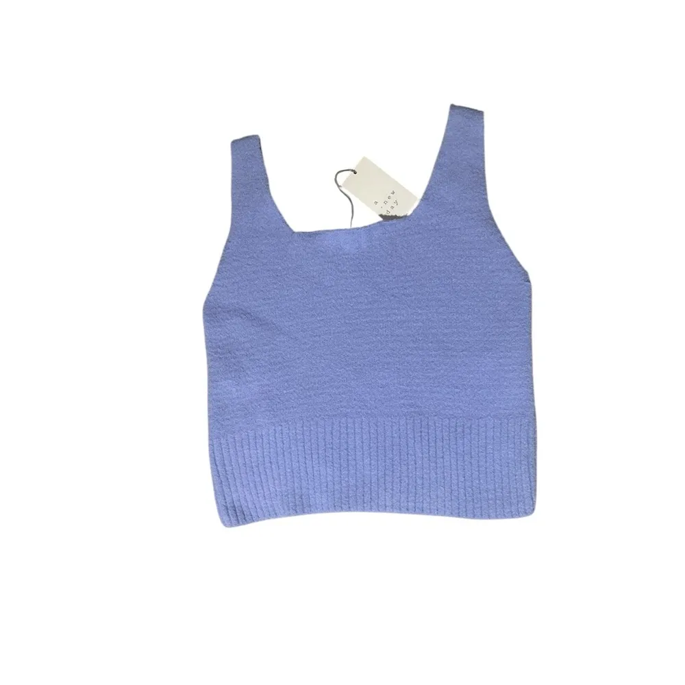 A New Day Blue Ribbed Crop Tank Top - Image 2
