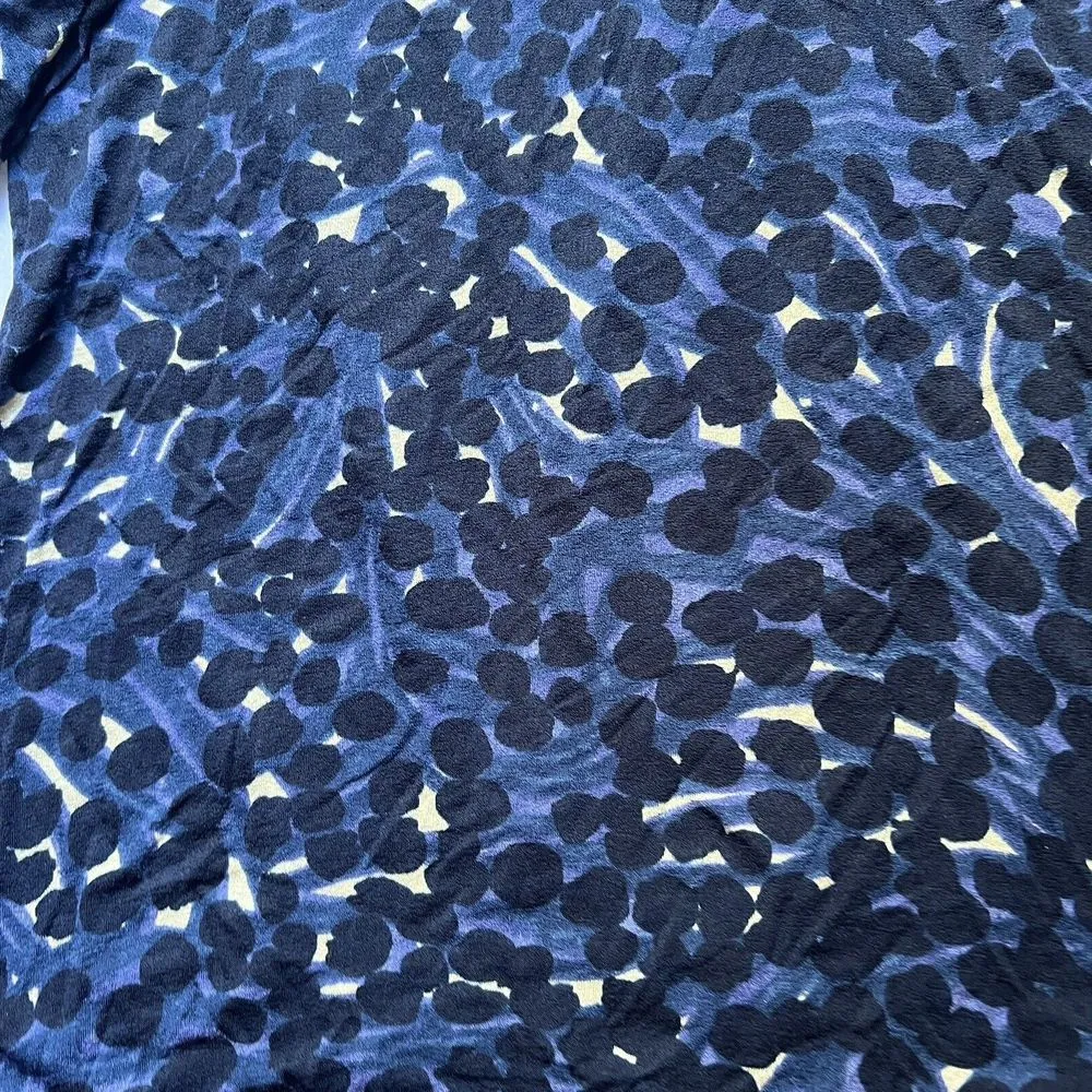 Fuzzi Made In‎ Italy Long Sleeve Blue Leopard Tee Shirt Black Blue Size XS Y2K - Image 7