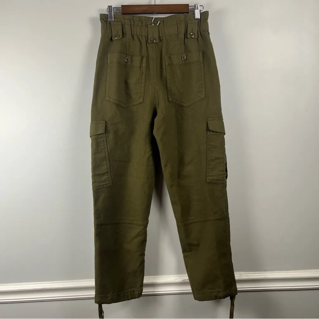 Banana Republic Lido Italian Wool Cargo Pant in Olive Green size 8 FLAWED - Image 7