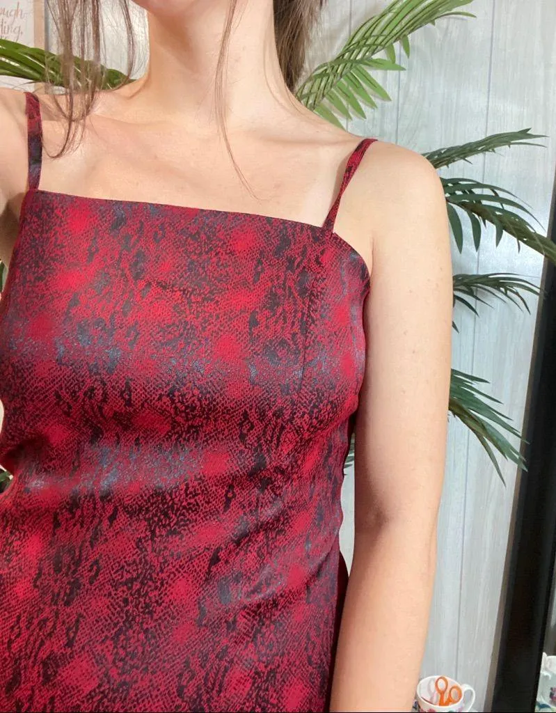 Express Y2K Trendy Shiny Red Snake Print Dress 3/4 - Image 4