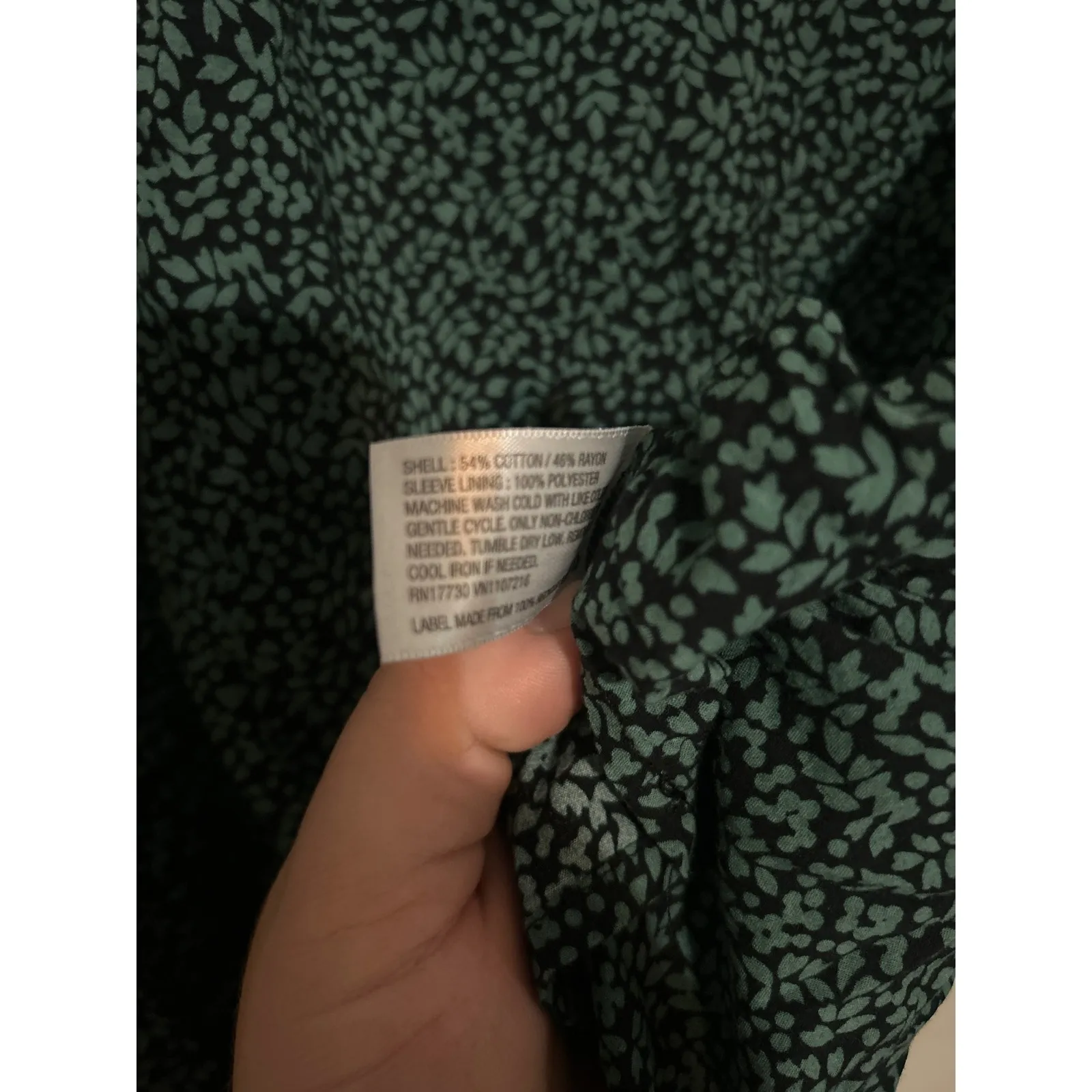 A New Day Womens Floral Print Long Sleeve Blouse Top Green Size S‎ - Image 5