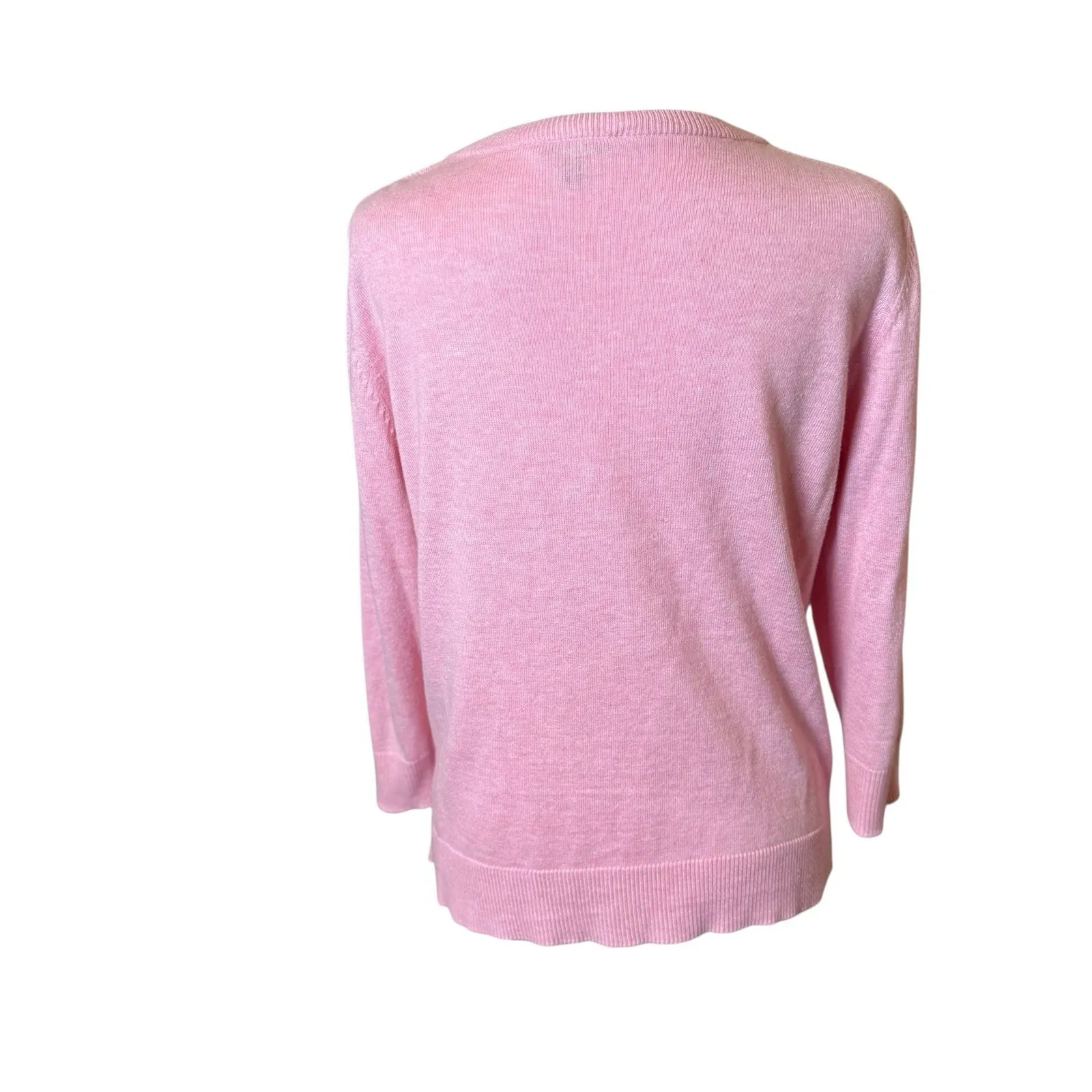 Talbots Cardigan Sweater Small Pink Academia Preppy Argyle Twee Classic Pastel - Image 4