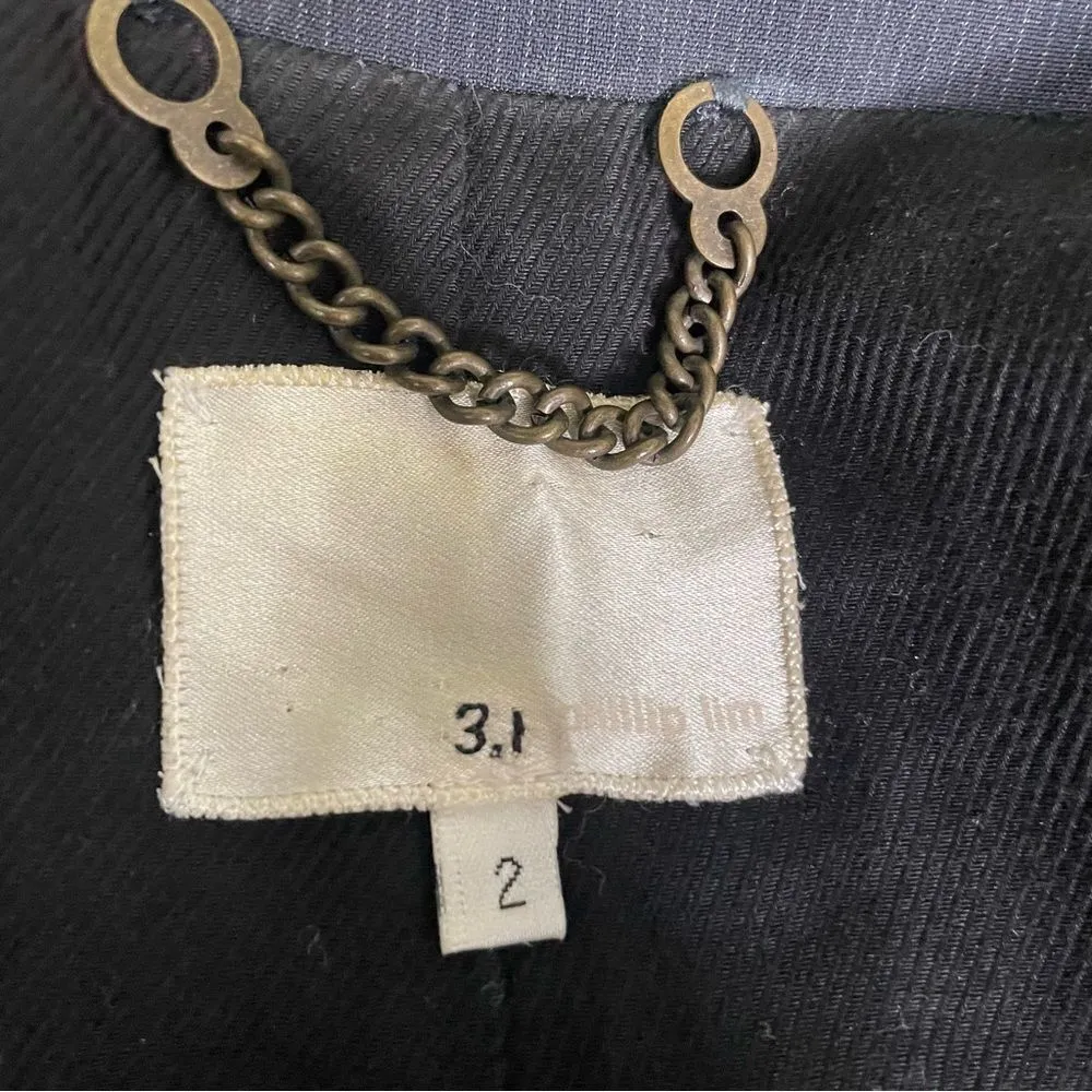 3.1 PHILLIP‎ LIM Navy Blue One Button Peak Lapel Blazer Womens Size 2 - Image 4