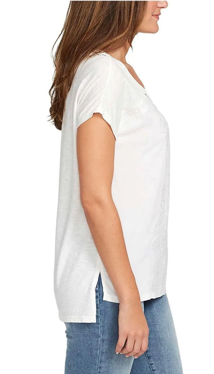 Gloria Vanderbilt NWT  Ladies V-Neck Embroidered Cotton Top - Sz M - Image 3