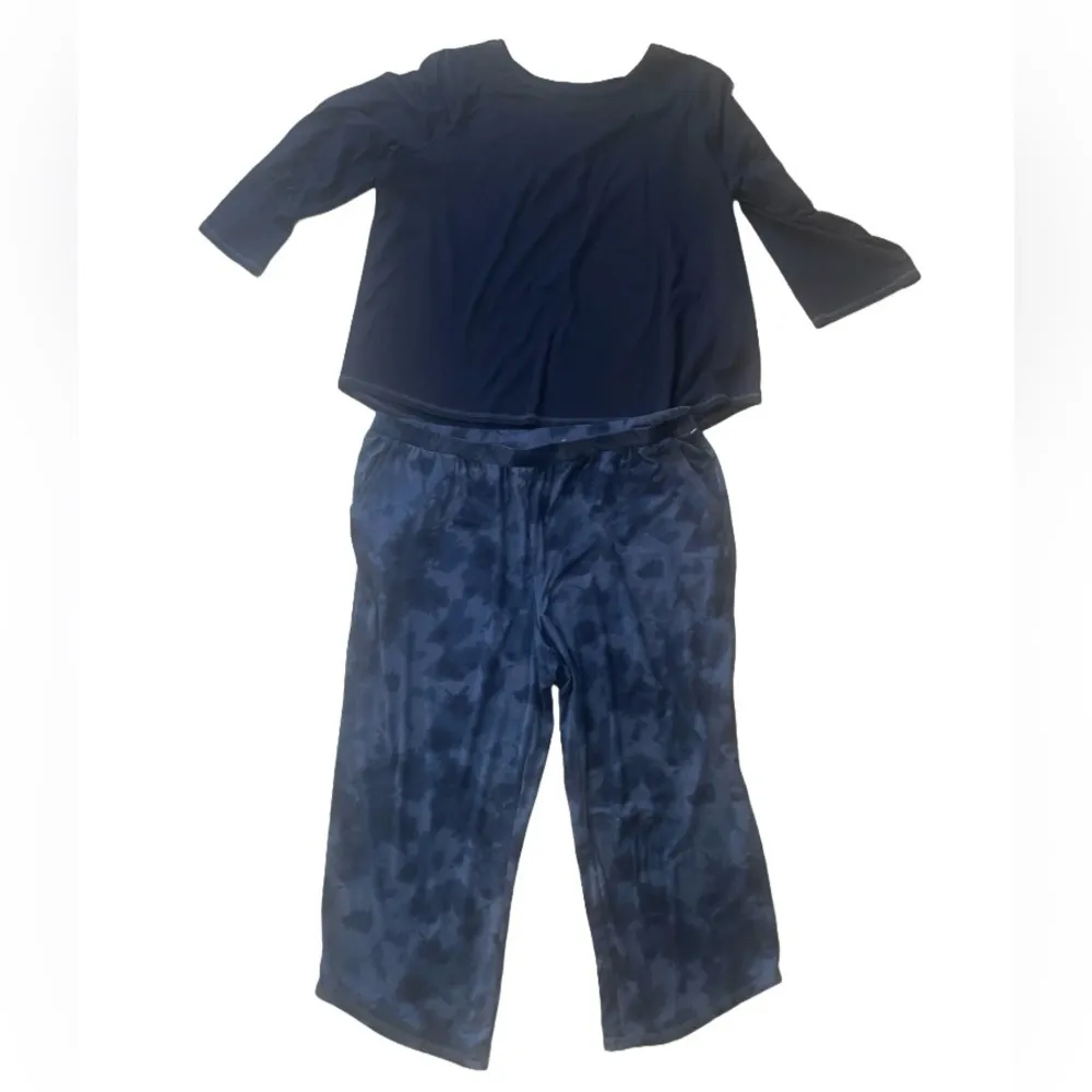Anybody Brushed Jersey Printed Sleep Set Navy Tie Dye Size 1X Soft Comfy Pajamas Blue - Image 2