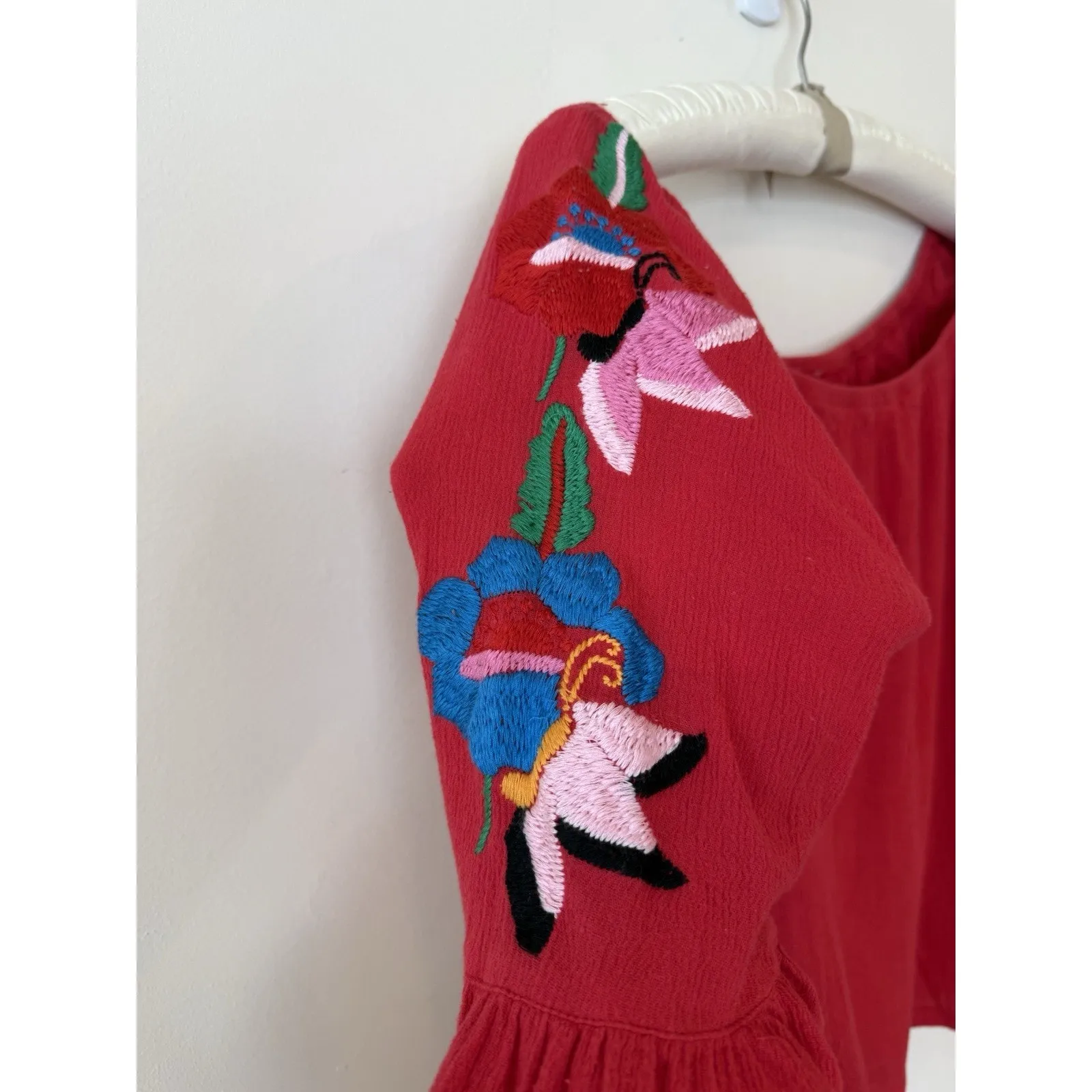 Vava by Joy Han Embroidered Top Red size Small off shoulder bohemian blouse - Image 5