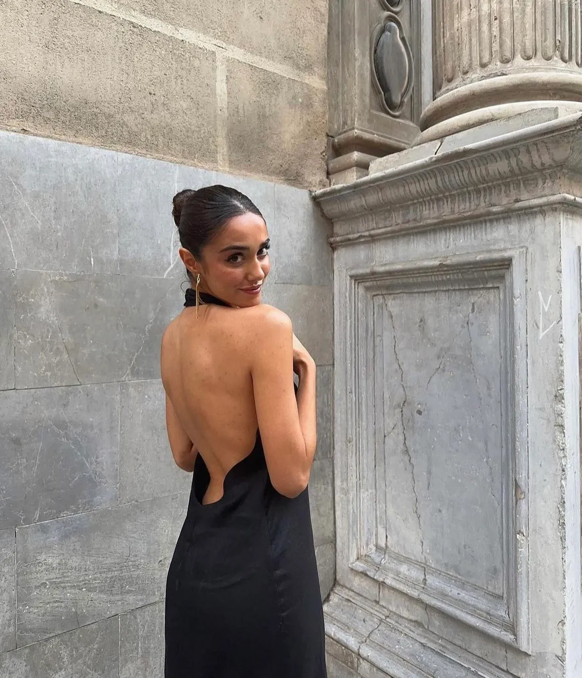 dress midi black halter neck linen fringed fringes boho - Image 7