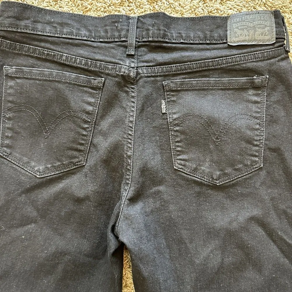 Levis 505 Denim Jeans Womens 30x30 Black Dark Wash 5 Pocket Straight Leg Cotton‎ - Image 5