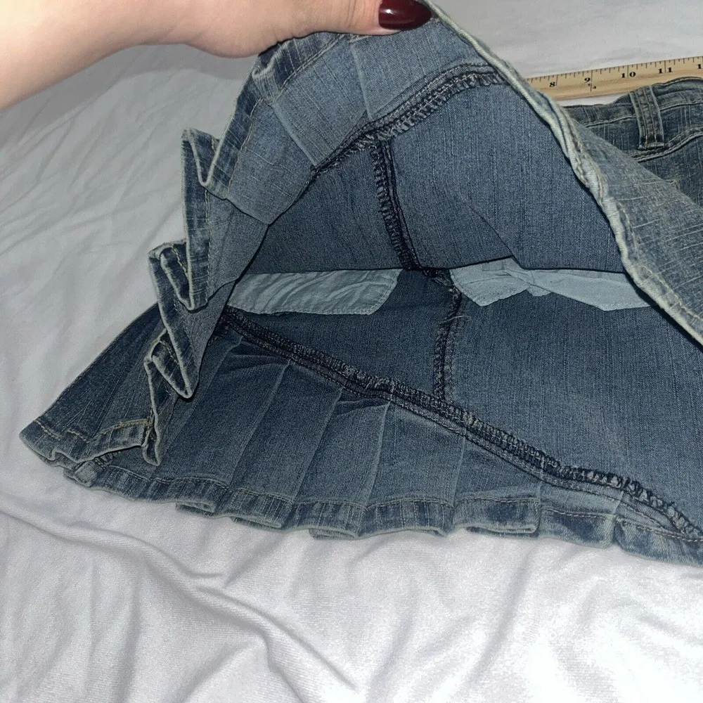 Y2K Vanilla Star Micro Mini Denim Skirt Pleated Juniors Sz 1 - Image 10