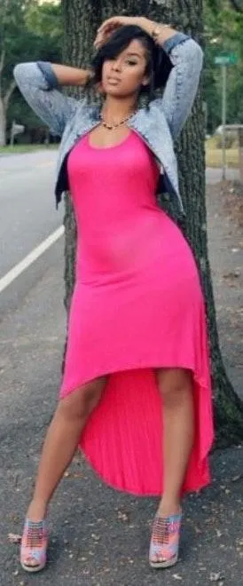 Pink High low tank dress Size L - Image 3