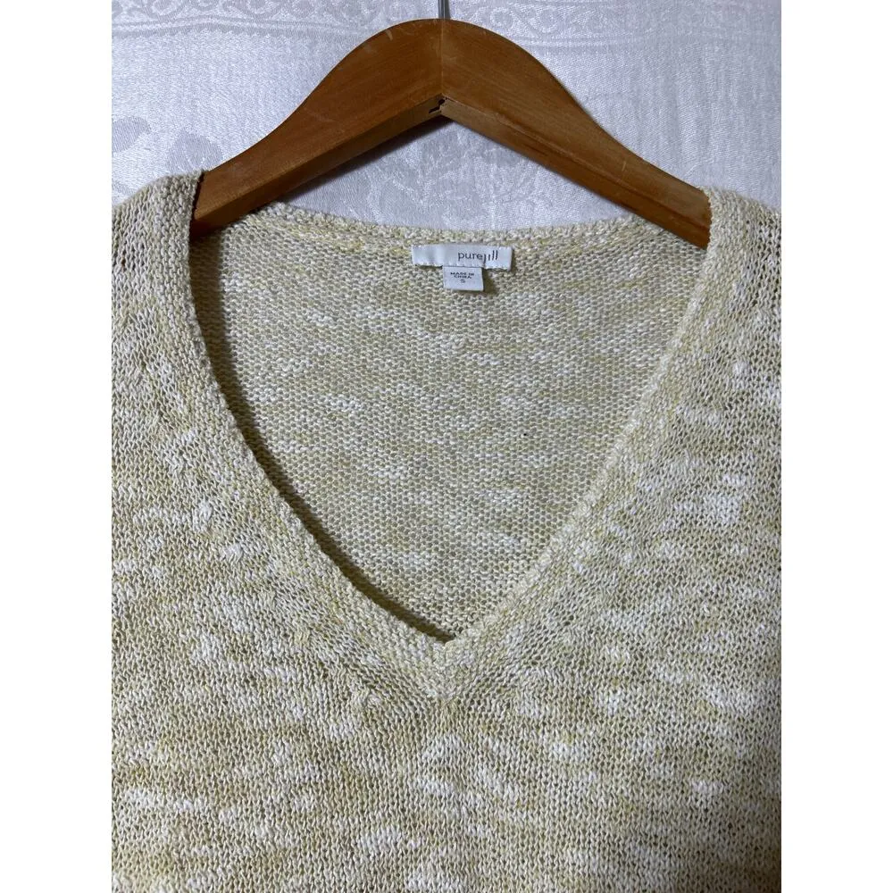 PureJill J Jill Sweater Small Beige Open Knit Cotton Asymmetric Tan - Image 5