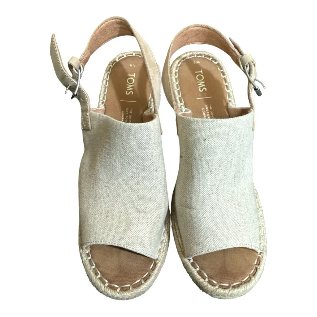 NWOT TOMS Monica Suede Wicker Wedge Sandal in Natural Oxford - Image 2