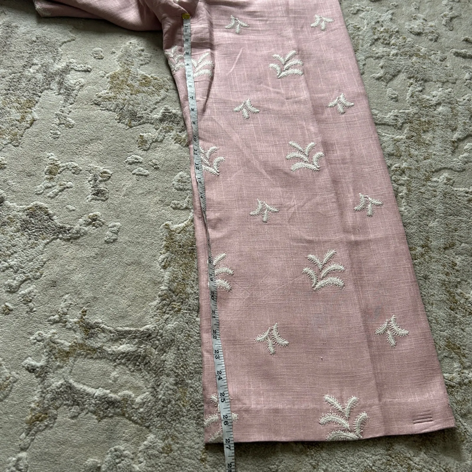 Elie Tahari Womens Viscose-Linen Soft Mauve Embroidered Wide Leg Pants - Size 6 - Image 6