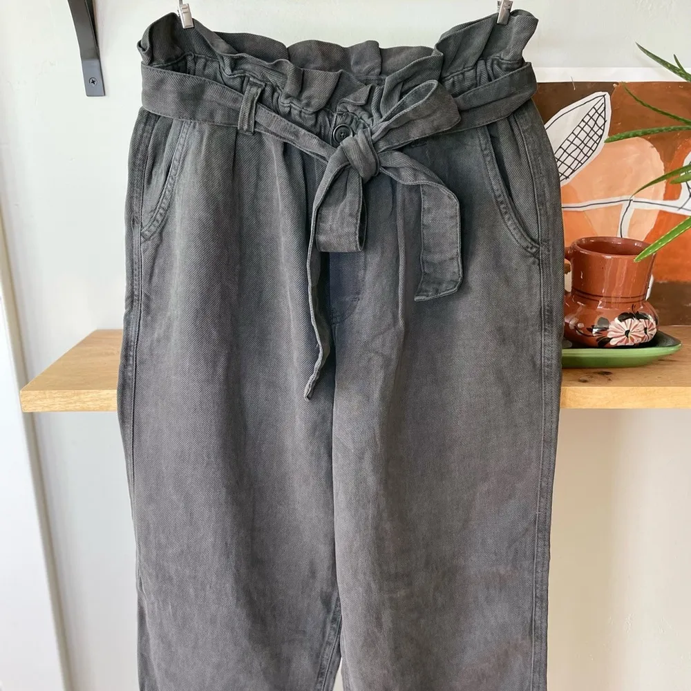 Aerie Charcoal Gray Linen Blend Belted Drapey Pants Size Small NWT - Image 5
