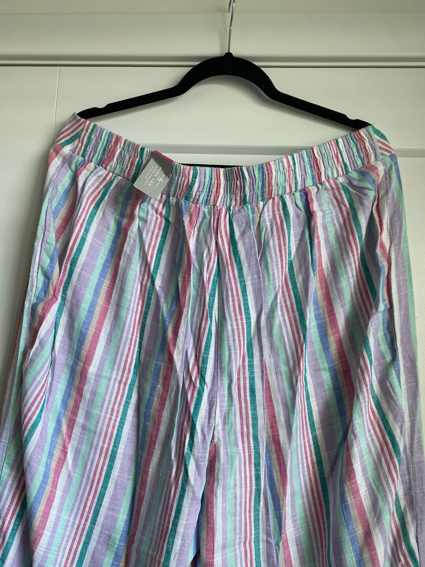 Ashley Stewart Wide Leg High Flowy Stripped Linen Wide Leg Pants NWT 16 - Image 8