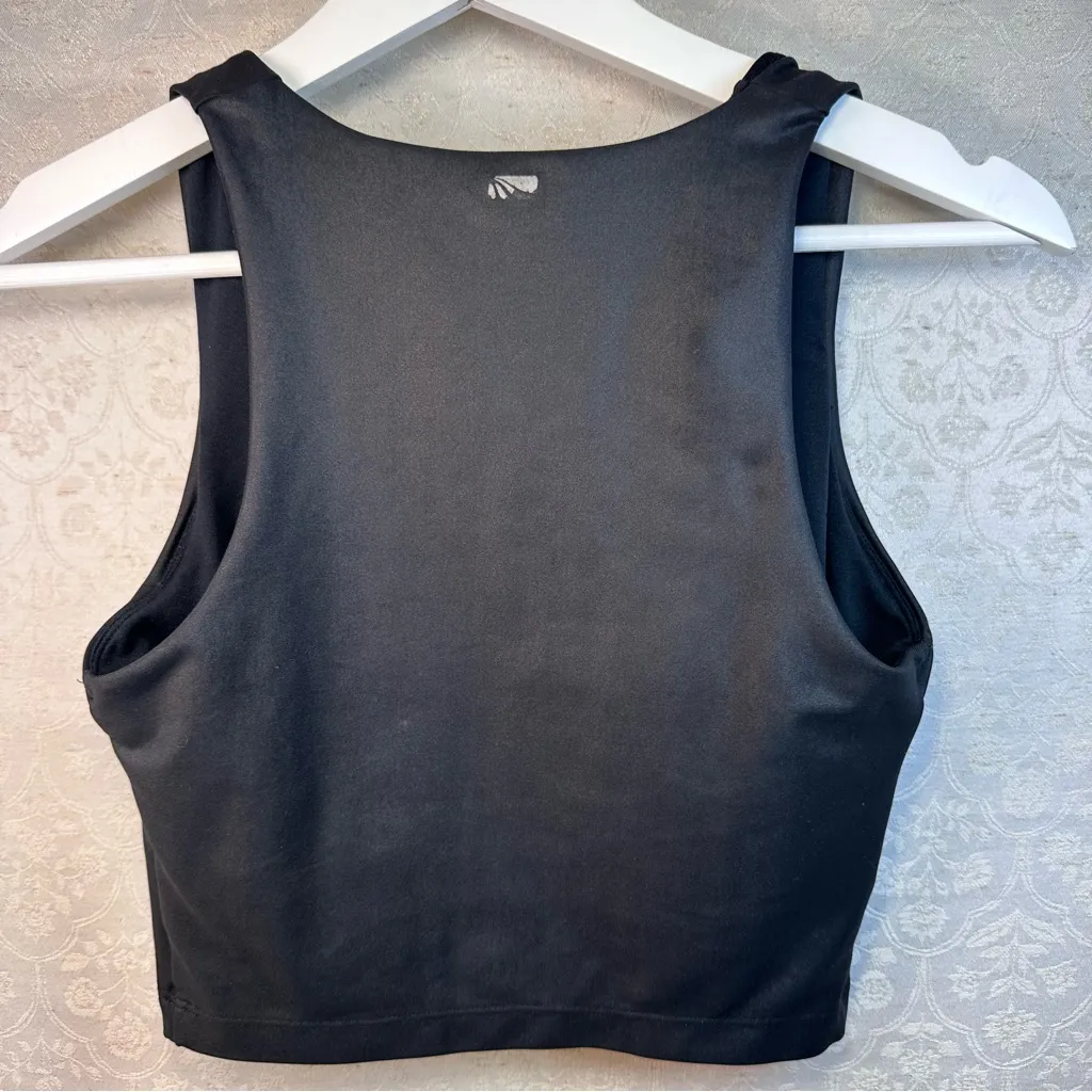 Marika Tine Longline Mid Impact Black Shiny Metallic Sports Bra Tank Top Small - Image 3