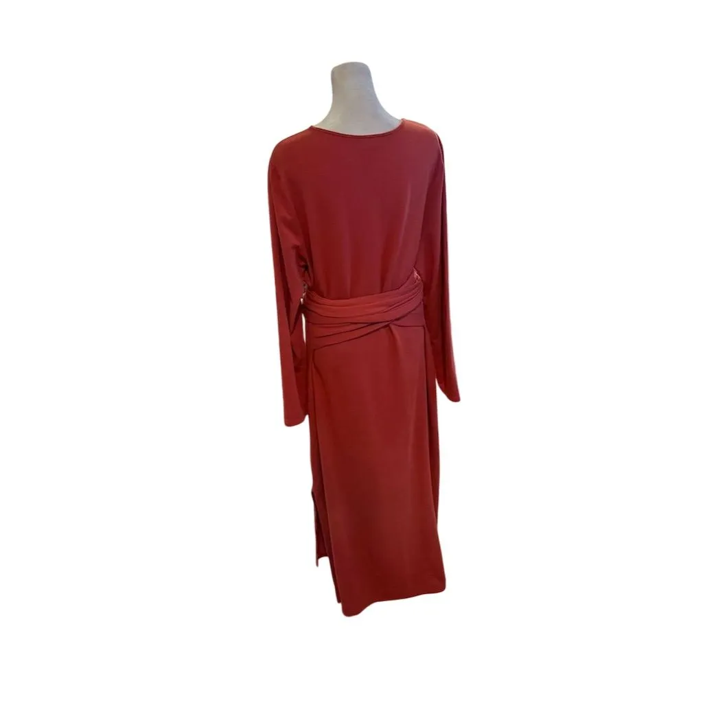 Elegant Rust Midi Dress Red Size L - Image 2