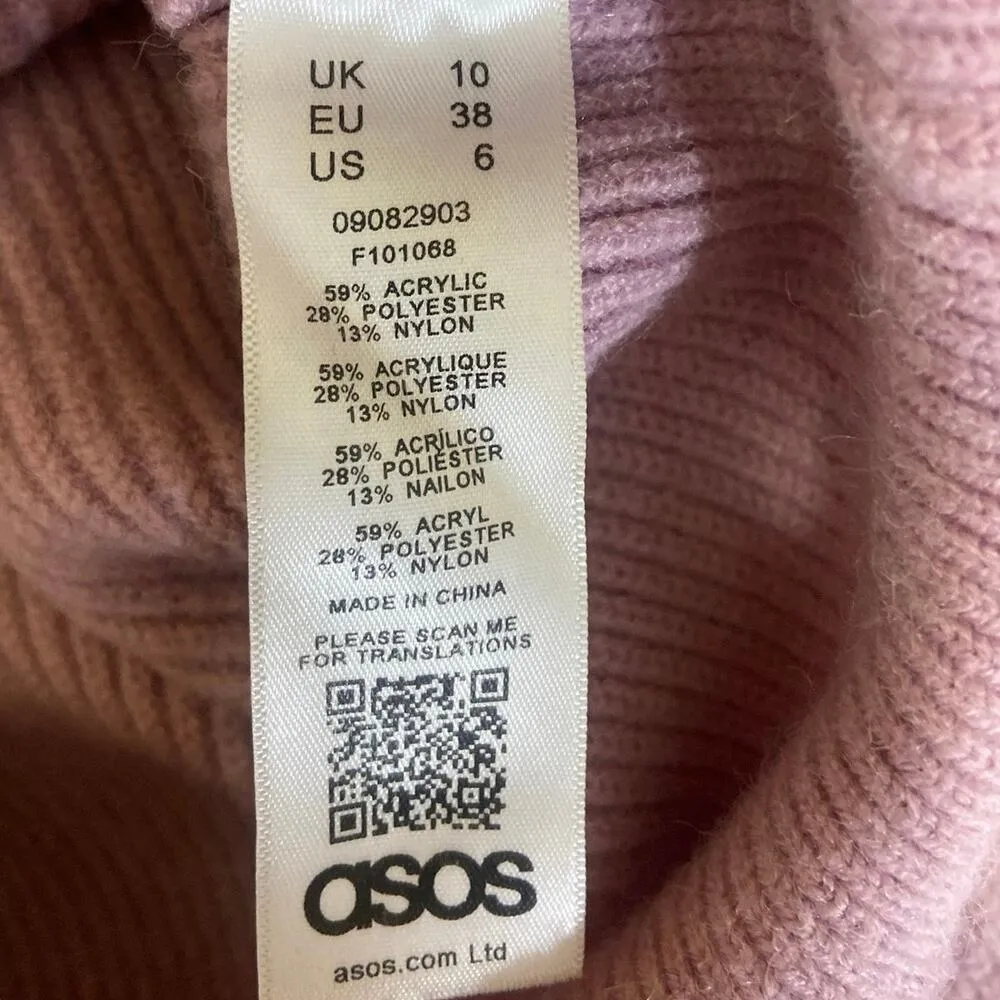 Asos Women's Purple Long Sleeve Crew Neck Knit Pullover Cropped Sweater Top Sz 6 - Image 4