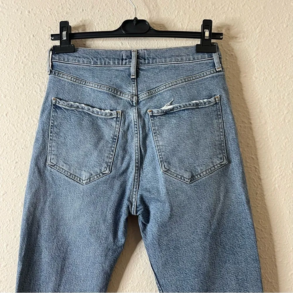 AGOLDE Riley High Rise Straight Crop Jeans Size 26 Medium Wash Distressed - Image 7