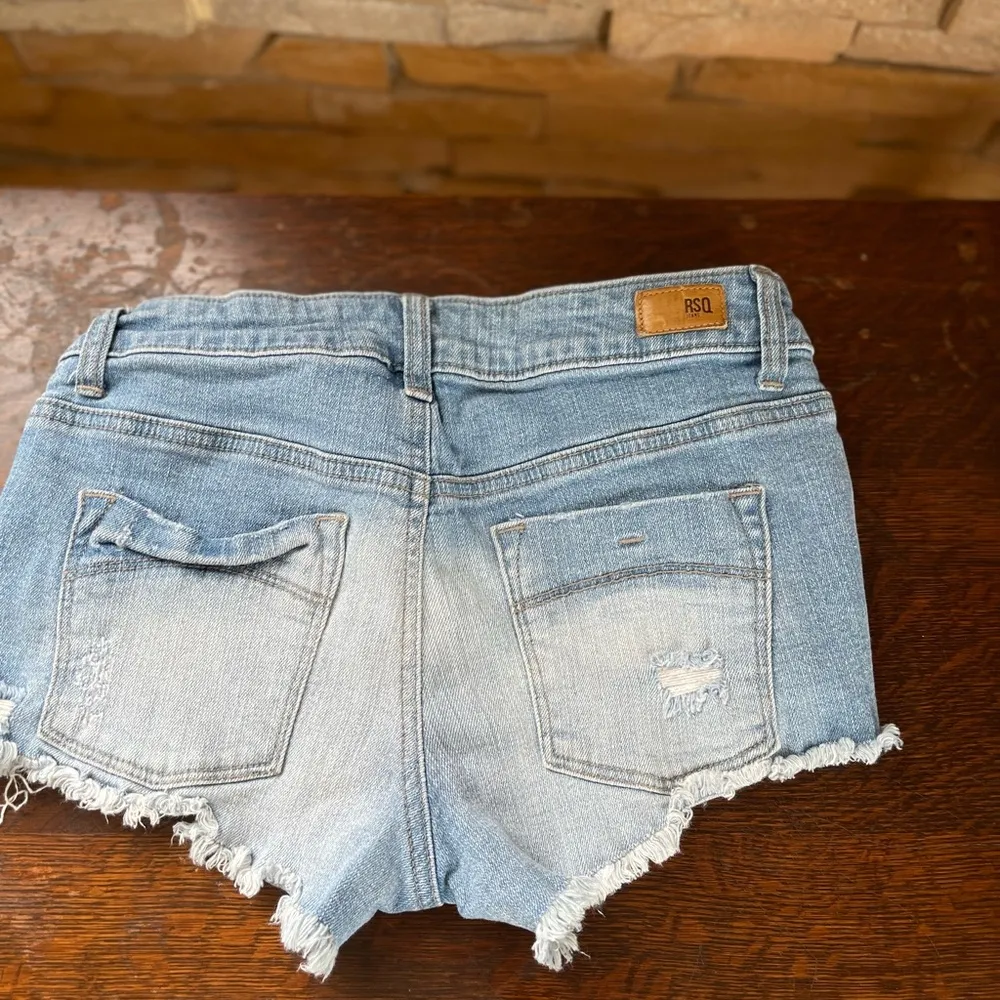 RSQ Blue Jean Shorts Distressed Frayed Hem - Image 2