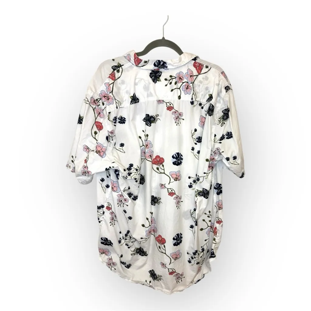 Relay Floral Button Down Blouse White Lightweight Spring Summer Casual Top 4XL Size 4X - Image 2