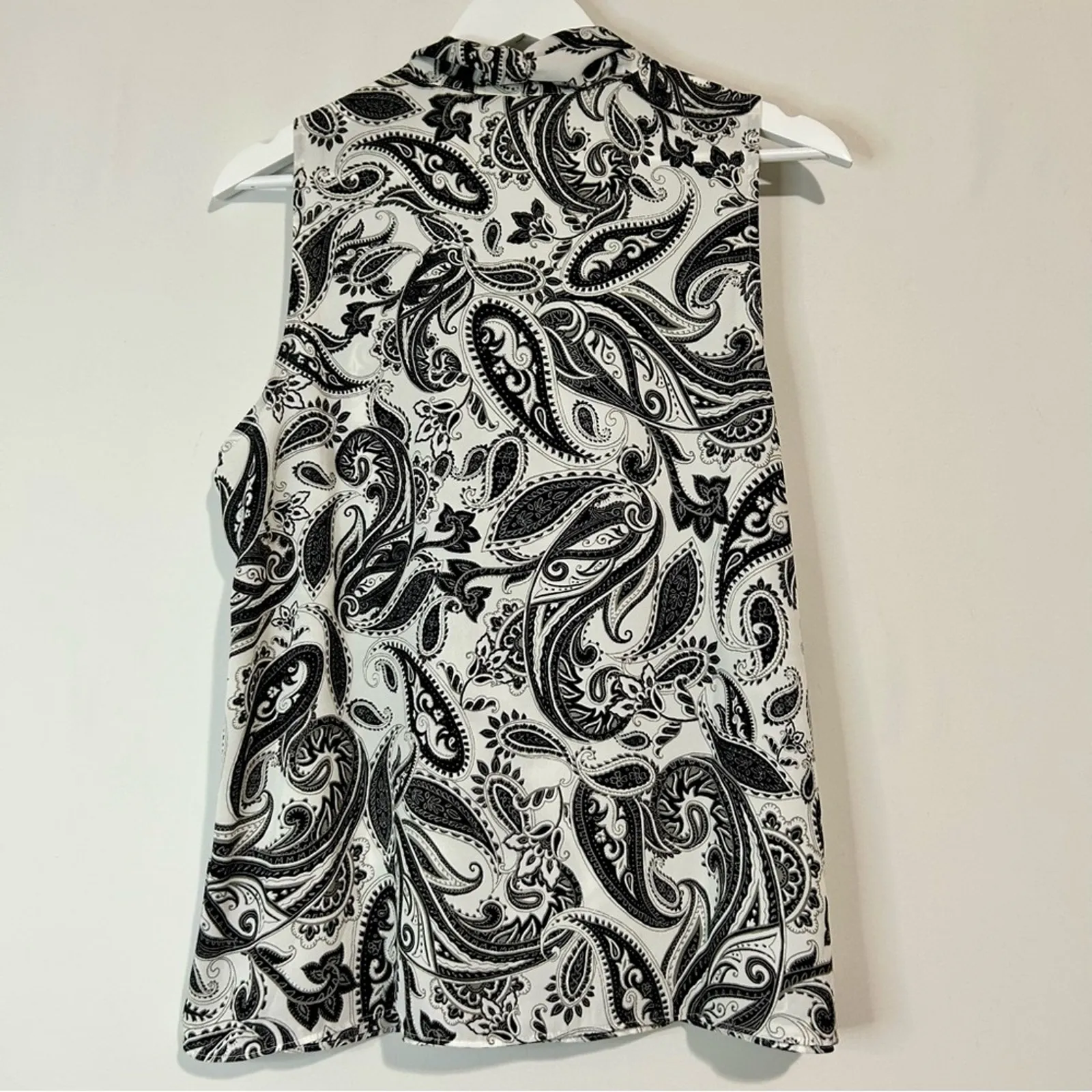 INC International Concepts Women’s Sleeveless Neck Tie Paisley Print Tank L NWT Black Size L - Image 9