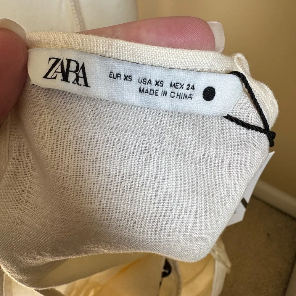NWT Zara Linen Stone Tank Top in Ivory - Image 4